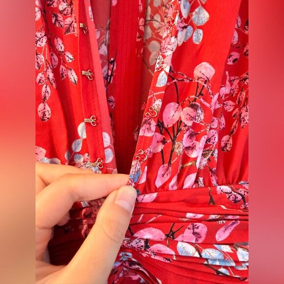 NWOT BRONX AND BANCO BEDOUIN MINI DRESS Elegant Red Floral - Picture 10 of 15